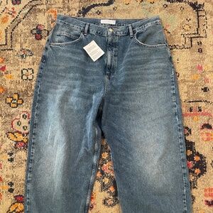 Topshop Hourglass high rise baggy jeans in extreme mid blue